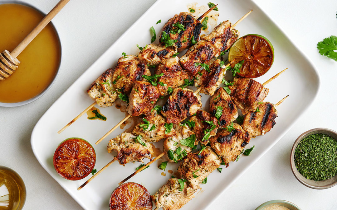 Grilled Honey Lime Cilantro Chicken Skewers
