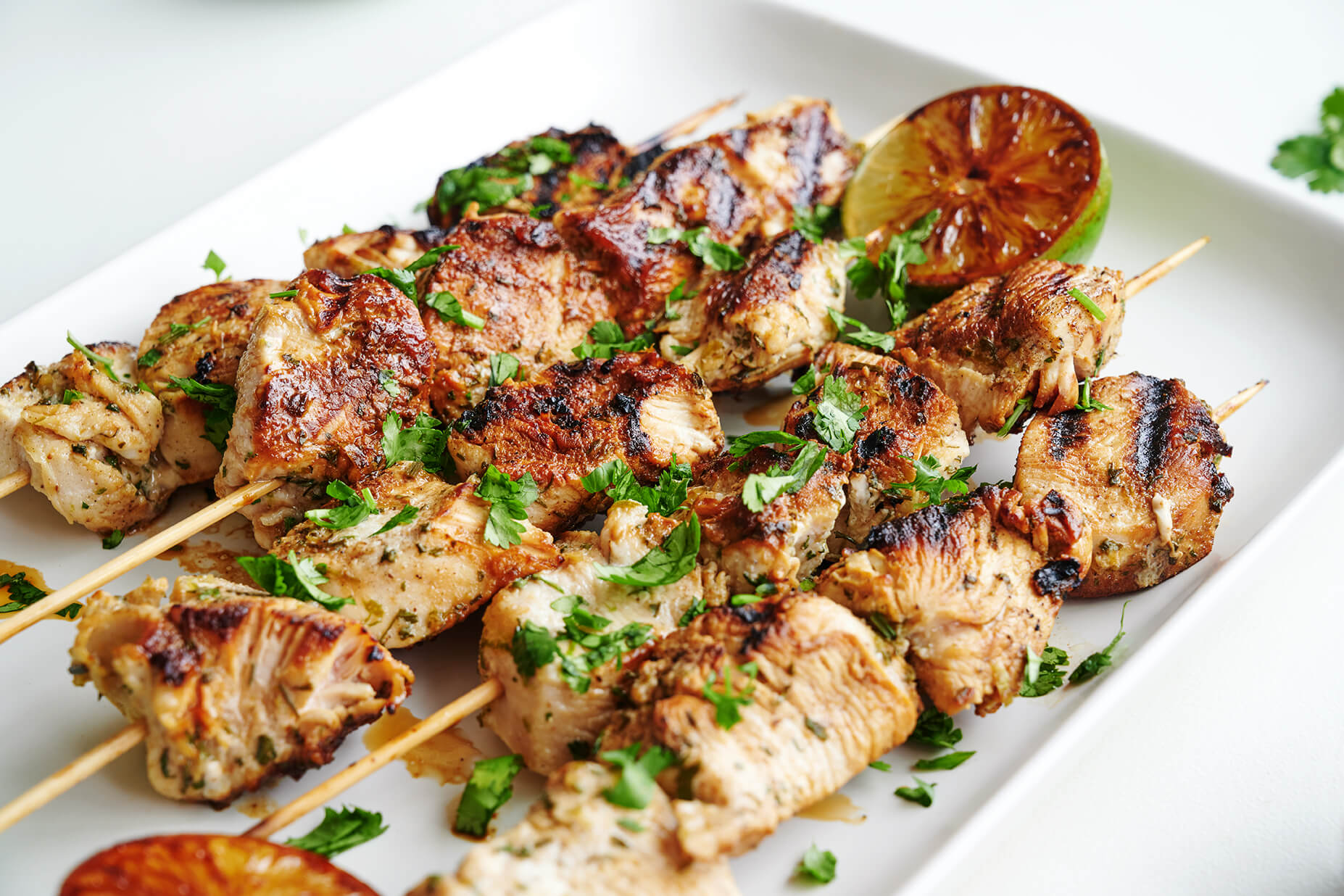 grilled chicken skewers with cilantro lime spice