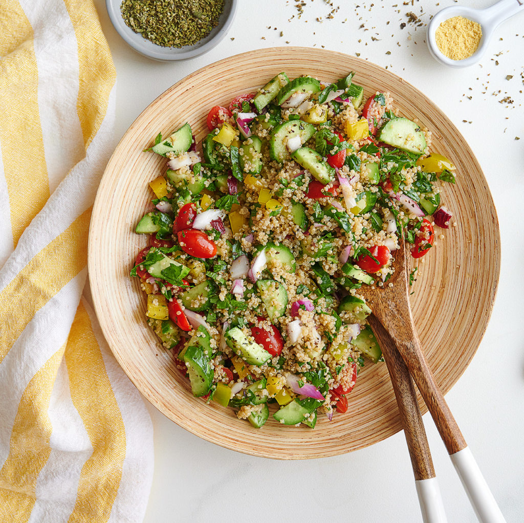flatlay image of quinoa salad