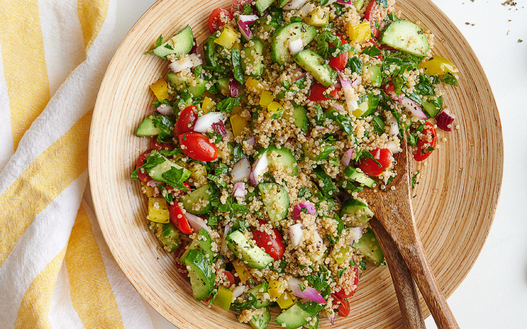 flatlay image of quinoa salad