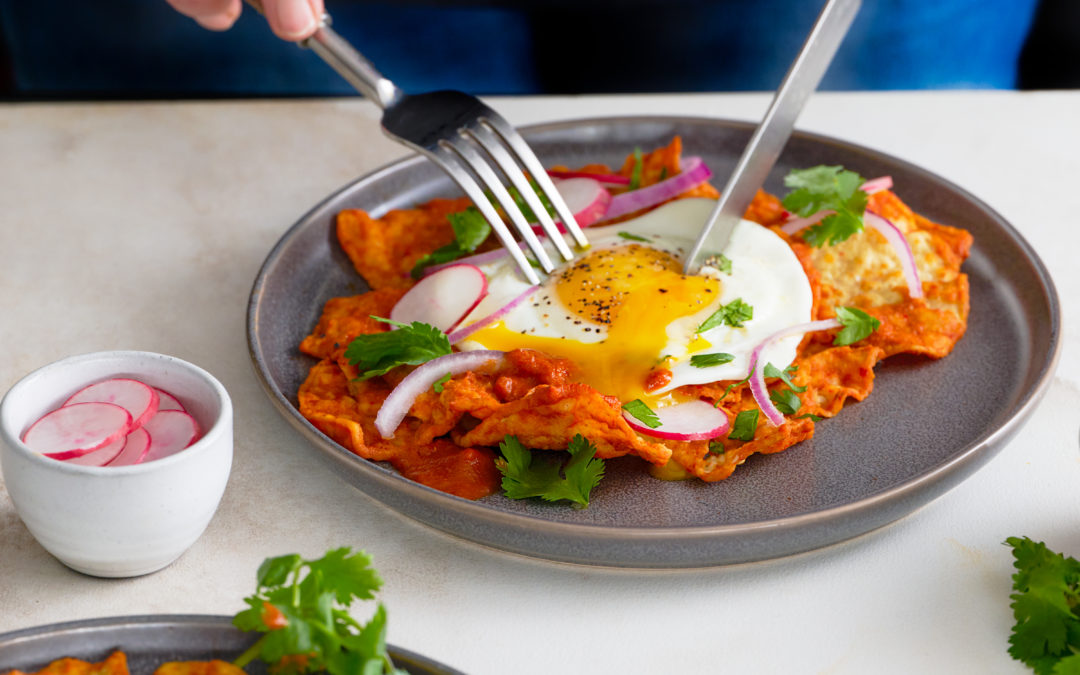 Chilaquiles Rojos with Eggs