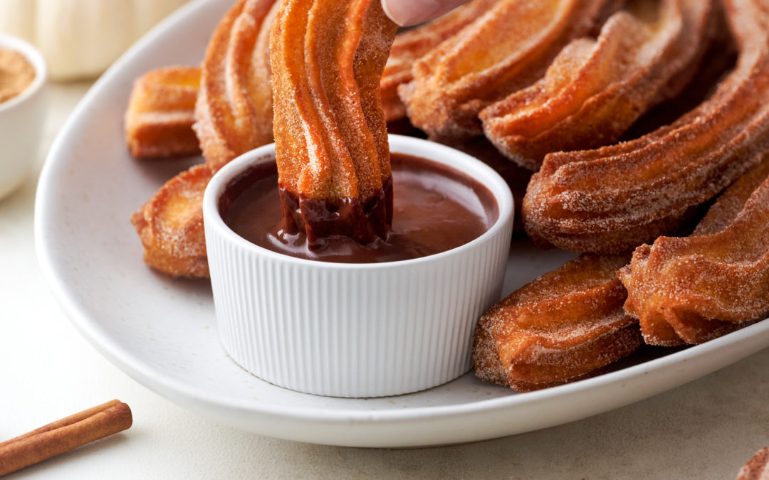 Pumpkin Spice Churros with Chocolate Dipping Sauce