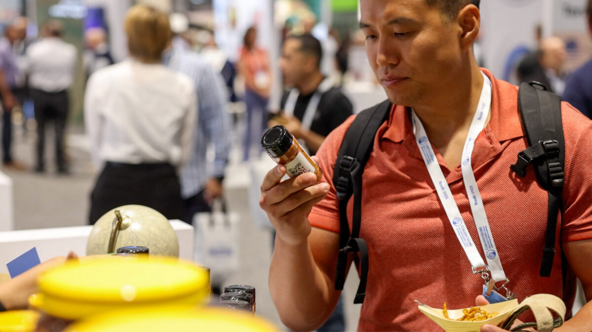 Expo hall at IFT FIRST 2026 with scientific programming on the show floor
